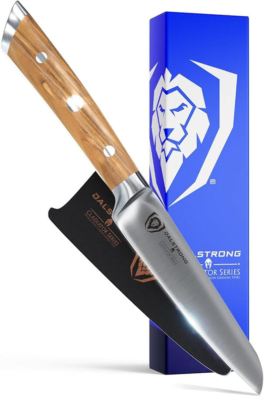 Dalstrong Paring Knife - 3.5 inch - Gladiator Series - Forged High-Carbon German Steel - Premium Olive Wood Handle - w/Sheath - Razor Sharp Kitchen Knife - Cooking Chef Knife