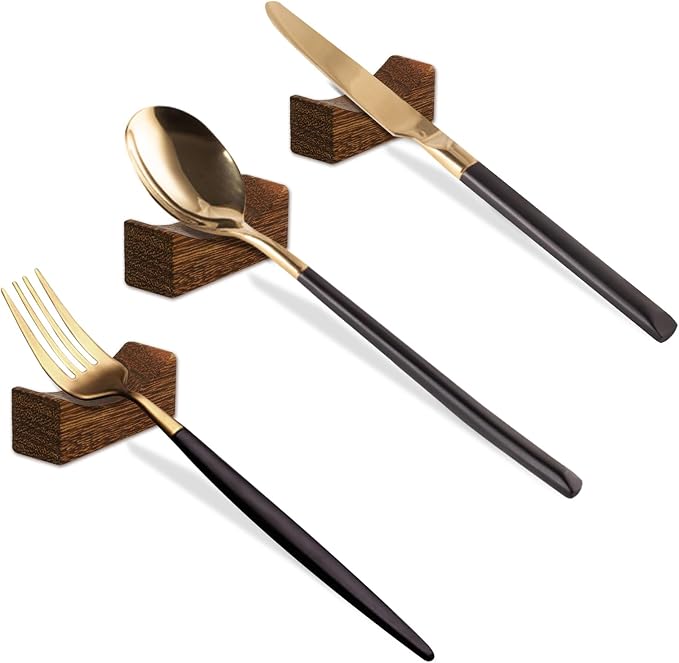 20pcs Quality Chopsticks Rests and Holders for Home Kitchen Hotel Restaurant Dining, Natural Wooden Cutlery Stand Rack Set for Holding Spoons Forks Knives Chop Sticks etc. Neatly and Stably
