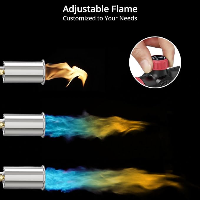 Sondiko Powerful Grill & Cooking Propane Torch L8010, Sous Vide, Campfire Starter, Adjustable Wood Torch Burner for Searing Steak, BBQ, Welding(Red & Black) Propane Tank Not Included | Torch Gun Torch Burner, Hand Held Blow Torch, Best Gift for Men