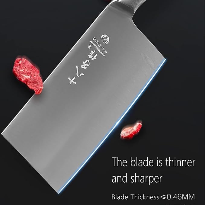 SHI BA ZI ZUO 7 Inch Meat Knife Super Sharp Classic Full Stainless Steel Cooking Knife Kitchen Gadget for Home Restaurant Daily Basis