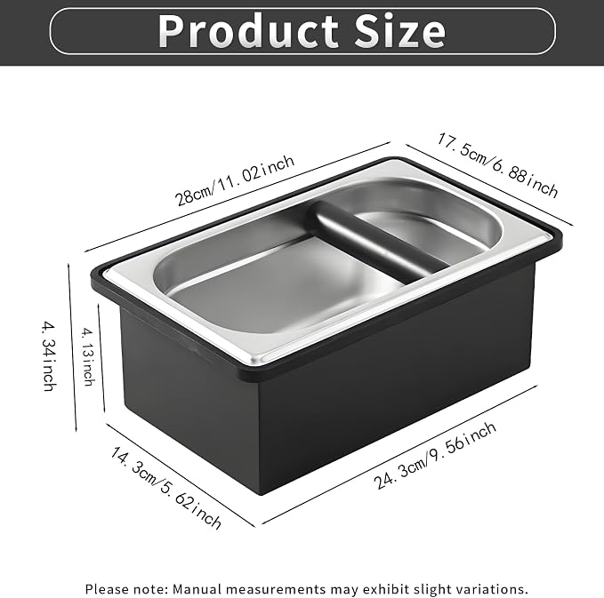 Espresso Knock Box,Large capacity Stainless Steel coffee knock box,espresso grounds knock box Suitable for use in cafés and homes(10.94 x 6.88 x 4.25 inch)
