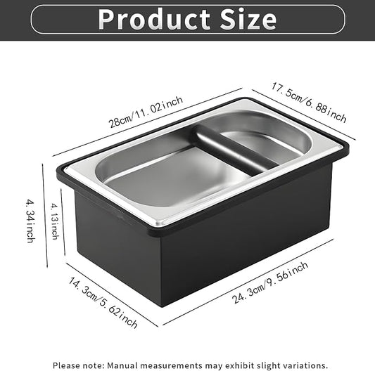 Espresso Knock Box,Large capacity Stainless Steel coffee knock box,espresso grounds knock box Suitable for use in cafés and homes(10.94 x 6.88 x 4.25 inch)