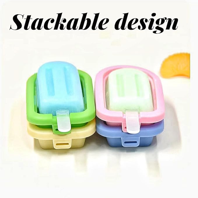 4 Pack Oval Popsicle Mold Set 4 Pieces Silicone Popsicle Maker Ice Cream Molds DIY Frozen Ice Pop Molds Kitchen Accessories Easy Release Breastmilk Reusable BPA Free for Summer Homemade Cakesicles
