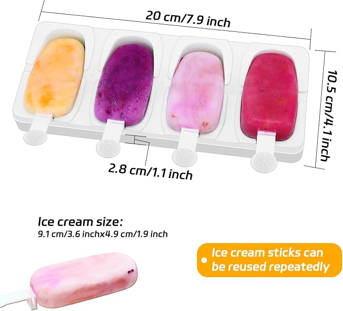 Stackable Popsicles Molds, BPA-Free Popsicle Molds with Sticks | 2-Pack Ice Pop Mold for Homemade Fruit, Yogurt, and Smoothie Popsicles