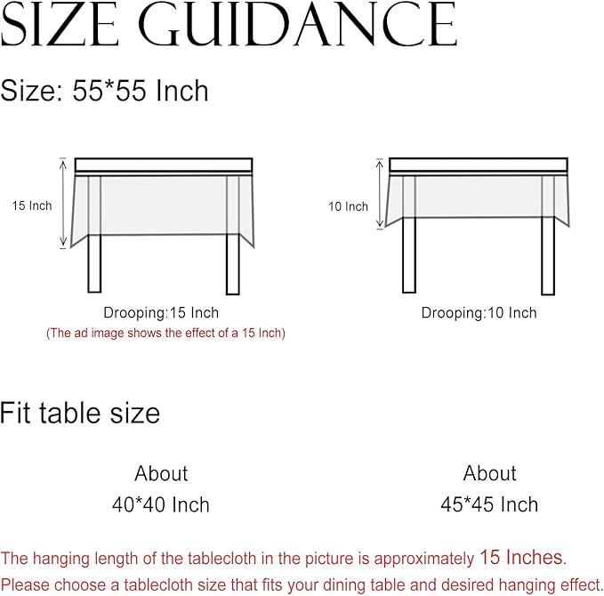 ISAENNE Designer Off White Linen Small Square Tablecloth,Floral Elegant Table Cloth,Stain Resistant Vintage Decor Tablecloths for Dining Thanksgiving Kitchen Christmas,55"*55"-Serenity G