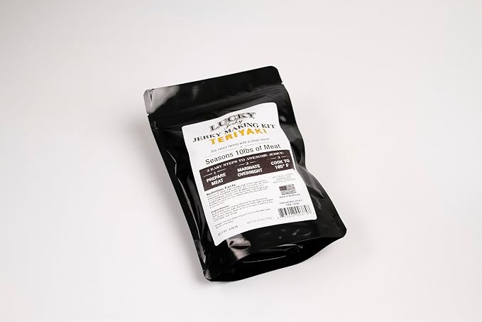 Lucky Jerky Teriyaki DIY Beef Jerky Seasoning and Cure Kit, 6 Oz | Make Your Own Teriyaki Beef Jerky at Home, Traditional Not Overly Sweet Flavor, Seasons 10 lbs of Meat