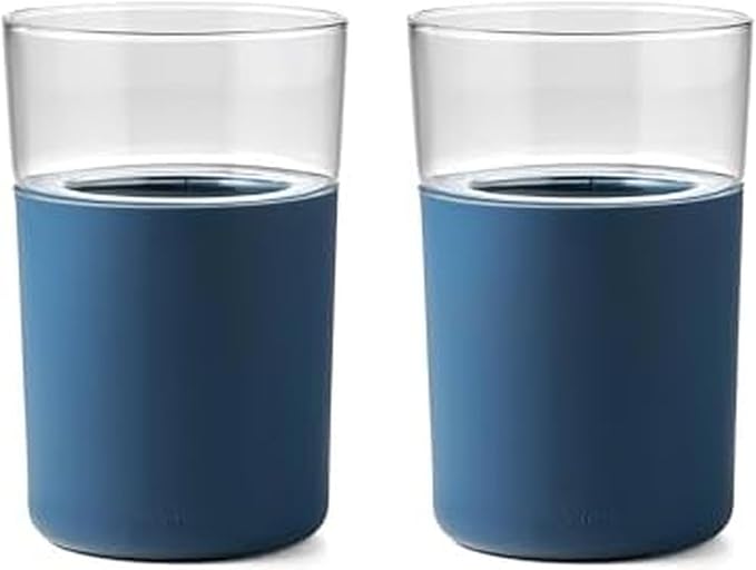 Rabbit Freezable Beer Glass Set of 2 with Cooling Gel Packs and Silicone Sleeves - Slate, Insulated Freezer Beer Glasses That Keep Beer Cold for Hours