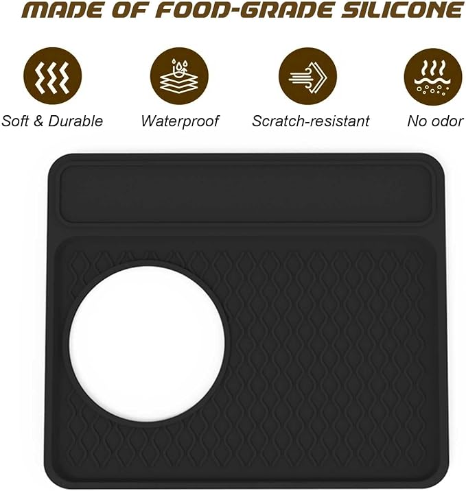 Espresso Machine Tamping Mat Accessories Compatible with Breville 870/880 | Black Espresso Tamper Mat, Food Grade Silicone, Non-Slip, Waterproof Heat Resistant