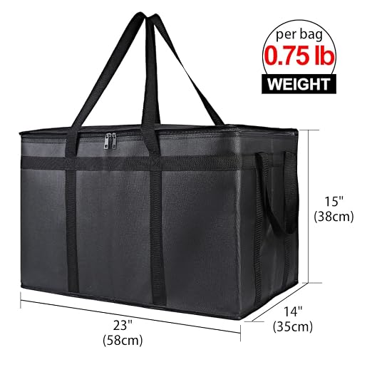 Bodaon 2-Pack Insulated Food Delivery Bag, XXXL Grocery Cooler Bag, Black | Catering Tote Insulation Bag for Hot and Cold Meal, Large Capacity Reusable Pizza Warmer Carrier for Picnic/Rideshare/Drivers