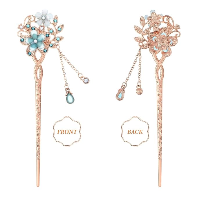 Japanese Chinese Hair Stick Metal Hair Clips for Wedding Hair Styling Flower Hair Chopsticks Vintage Hanfu Pins Hair Chopsticks Bun Updo Holders for Women Girls