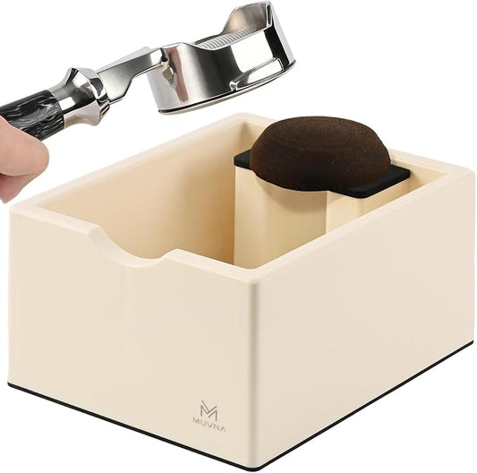 Espresso Knock Box, Solid ABS Coffee Grounds Dump Bin, Anti-Slip Base Barista Accessory, Easy to Clean Compact Coffee Puck Container for Modern Home Kitchen, Beige