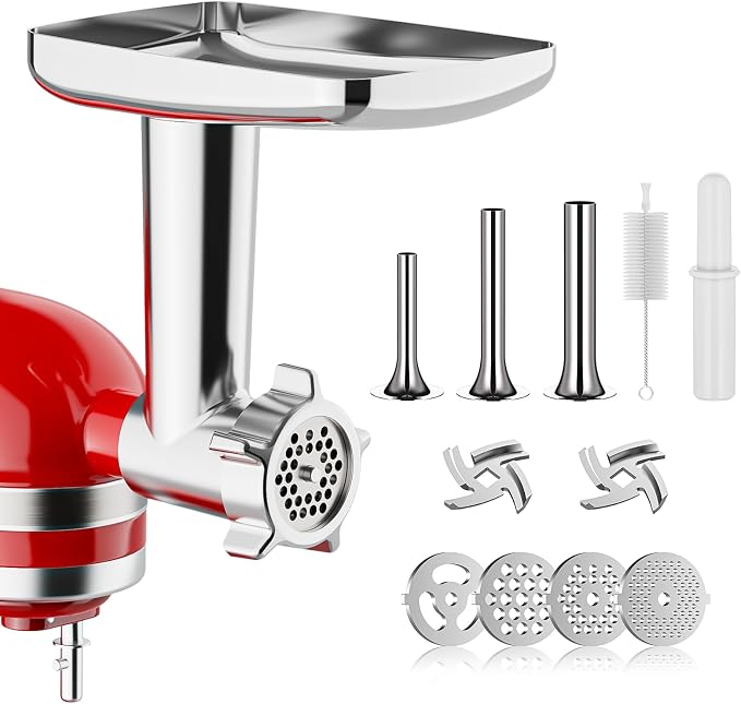 HOZODO Metal Meat Grinder Attachment for KitchenAid Stand Mixer | Food Grinder Attachment, Sausage Stuffer, Kitchen Aid Accessories and Attachments