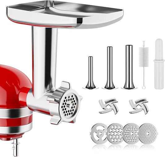 HOZODO Metal Meat Grinder Attachment for KitchenAid Stand Mixer | Food Grinder Attachment, Sausage Stuffer, Kitchen Aid Accessories and Attachments