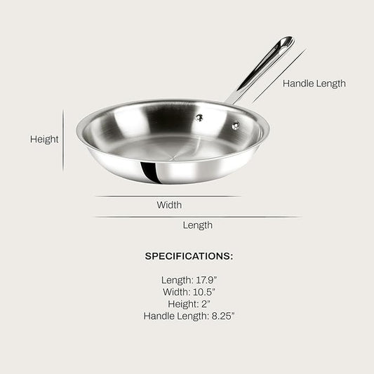 All-Clad D3 10 Inch Stainless Steel Frying pan, 3-Ply Stainless Steel Pan, Induction, Oven Broiler Safe 600F Skillet, Professional Cookware, Silver