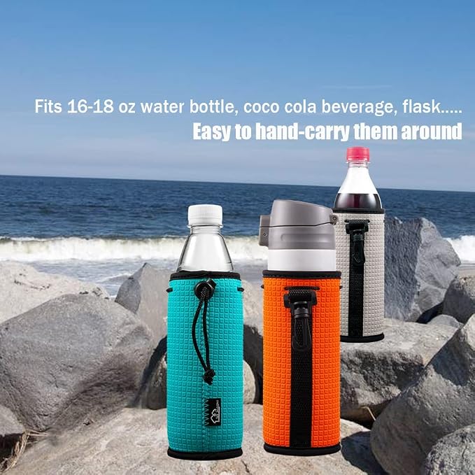WKieason 16-18oz Neoprene Water Bottle Sleeves Insulators Beverage Berer Bottle Can Sleeves Covers Beer Bottle Coolers Holder Non-slip Neoprene Drink Coolier Sleeves 3PC Pack (Black/Blue/Yellow)