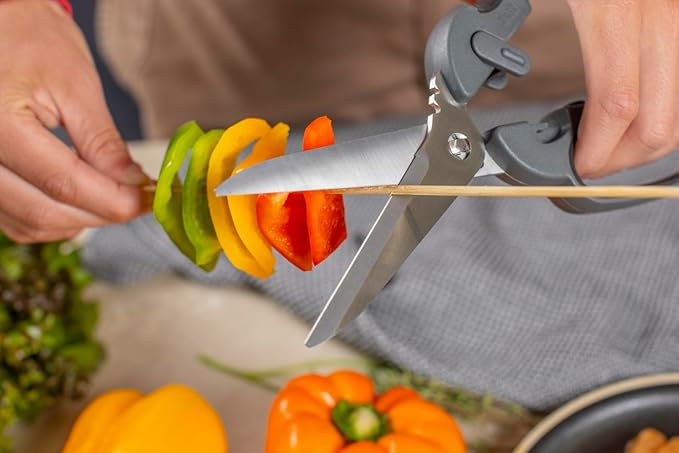 Kuhn Rikon Pro Kitchen Shears Plus | Heavy-Duty Stainless Steel Blades, Built-In Herb Stripper, Bottle Opener