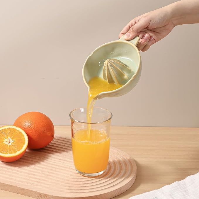 Ceramic Lemon Juicer Reamer Manual Citrus Lime Hand Squeezer Bowl Handheld | with Handle and Pour Spout, Easy to Use and Clean, Dishwasher Safe