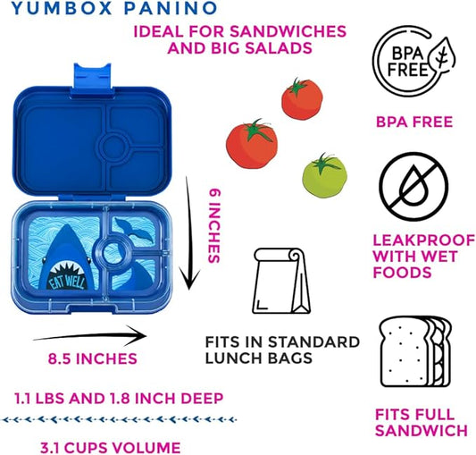 Yumbox Panino Leakproof Bento Lunch Box Container for Kids & Adults (Surf Blue Shark)