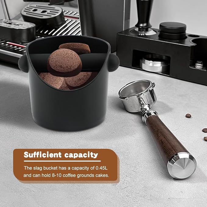 Coffee Knock Box 4 inch Espresso Knock Box with Coffee Tamper Pad Coffee Knock Box Espresso Grounds Espresso Dump Bin for Home/Office (5inch/black)
