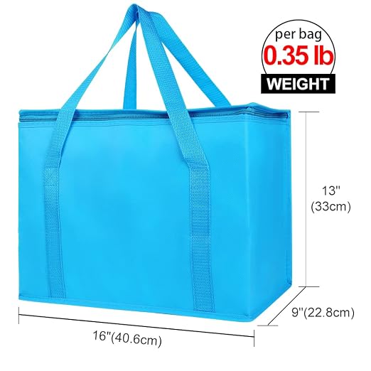 Bodaon 1-Pack Insulated Reusable Grocery Shopping Bags, X-Large Picnic Cooler Bag with Top Cold, Blue