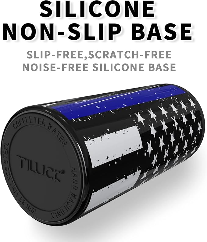 TILUCK Skinny Can Cooler, Stainless Steel Insulated Slim Cans, 12 oz | Beer & Hard Seltzer, Doucle-Walled Stainless Steel Insulated Slim Cans, Slim 12 oz(Black U.S. Flag)