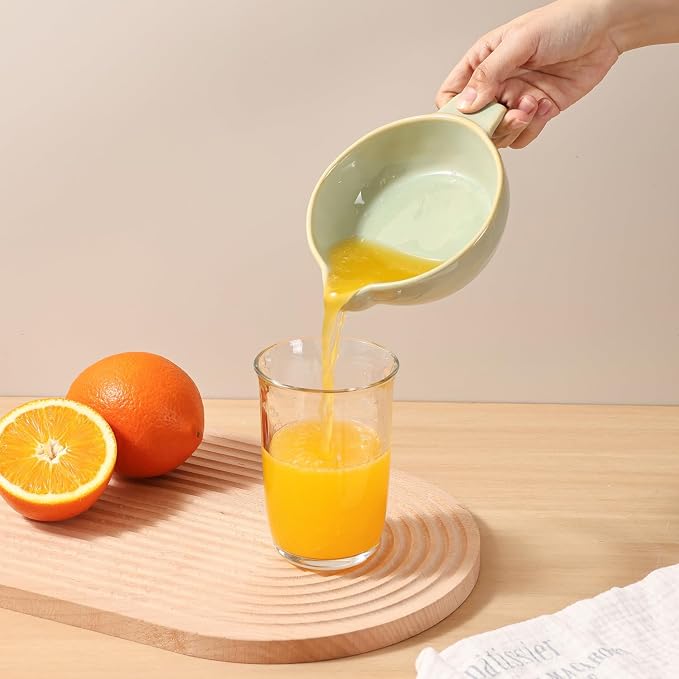 Ceramic Citrus Lemon Orange Juicer Manual Squeezer, Hand Juicer Reamer | Rotation Press with Strainer Lid, Spout, Handle, Dishwasher Safe, Easy to Clean