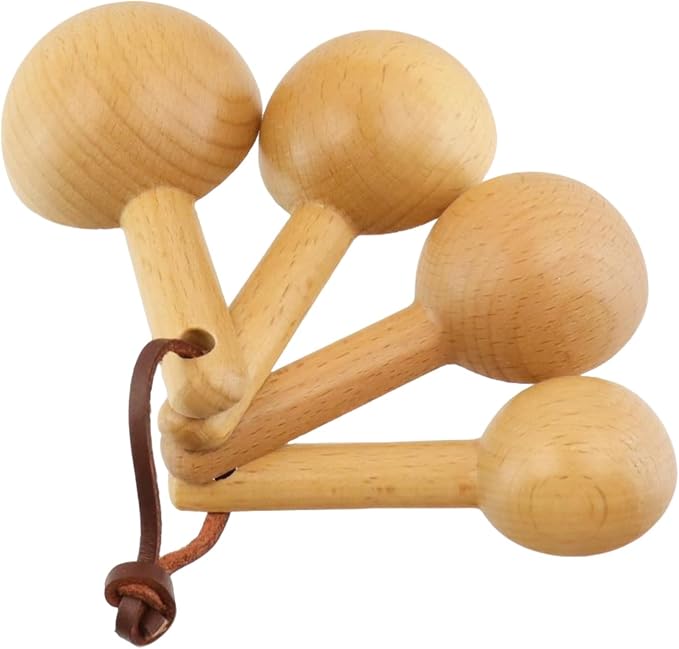 10ml, 20ml, 30ml, 45ml Wood Measuring Spoons and Scoops Set Wooden Tablespoon Scoop Retro Coffee Spoons for Dry Ingredients Ground Tea Spice (Wood Color, 2/3 Tbsp + 4 Tsp + 2 Tbsp + 3 Tbsp)