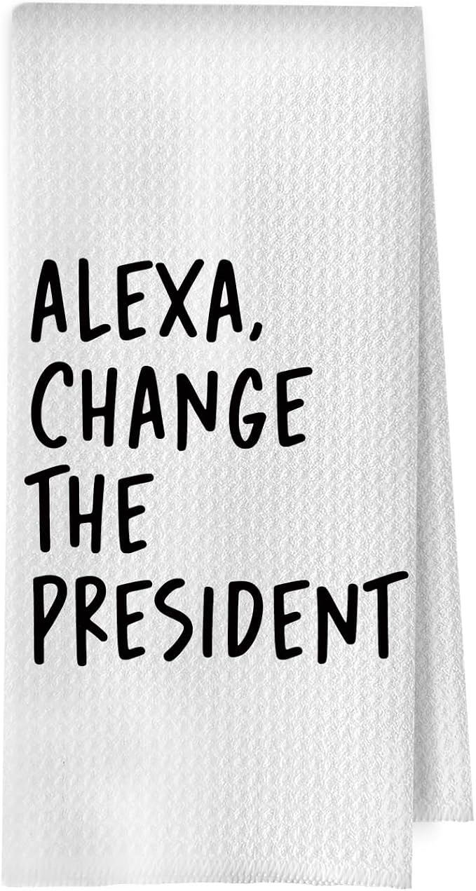 Funny Political Kitchen Towels - Change The President Waffle Weave Dish Towels, Funny Kitchen Bathroom Decor, House Warming Gifts, Changing Towel, 16×24 Inches