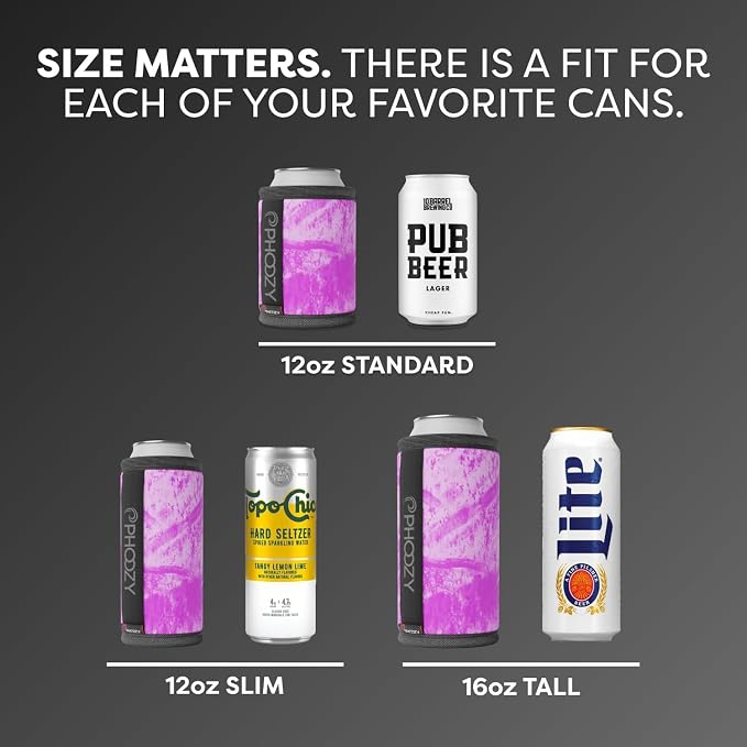 PHOOZY Insulated Can Cooler for Slim 12 oz Cans - Patented Drink Sleeve with NASA-Inspired Technology - Keeps Beer, Soda & Sparkling Water Cold Longer - Lightweight Outdoor Can Holder - Pink