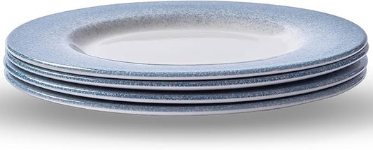 Portmeirion Potter's Mist Dinner Plate (Set of 4) - 8-Inch Stackable Earthenware Plates - Microwave & Dishwasher Safe, Handcrafted Dinnerware for Casual & Formal Table Settings (Blue Mist)
