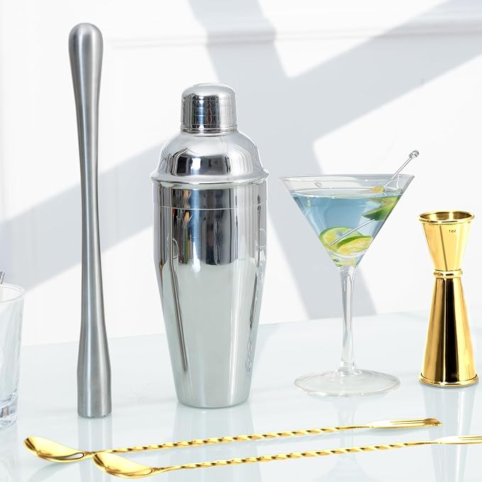BRIOUT 2 Pcs Bar Spoon, 12 Inches Long Handle Drink Stirrer, Stainless Steel Bar Cocktail Mixing Spoons with Double Ended Design for Stirring, Gold