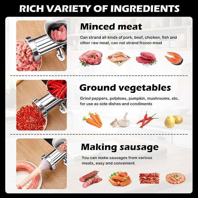 Meat Grinder with Sausage Stuffer Hand Operated for Meat Grinding & Sausage Filling Ideal for Complementary Food Household Restaurant & Outdoor Use-cy2