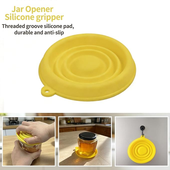 4-in-1 Jar Opener for Weak Hands, Seniors with Arthritis (Beige) | Multi-Purpose Lid Opener, Includes Magnetic Hook & Rubber Gripper, for Jars, Bottles and Beer Caps, Simple Twist-off
