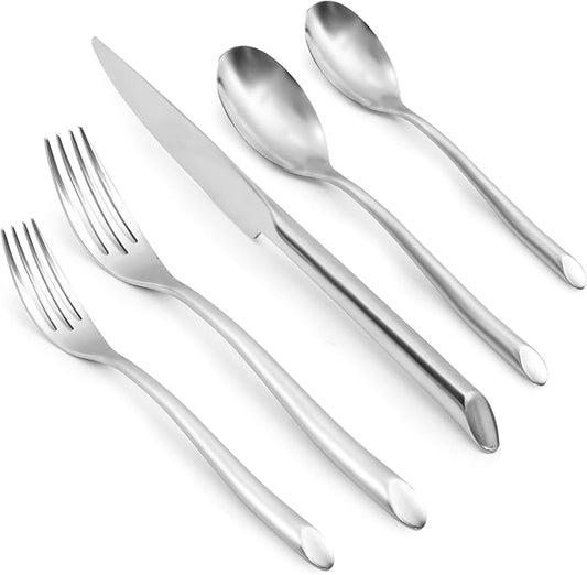 20-Piece Silverware Set with Handle, Stainless Steel Flatware Set, Cutlery Set Mirror Polished, Dishwasher Safe, Service for 4