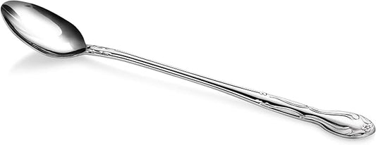 New Star Foodservice 58765 Stainless Steel Rose Pattern Iced Teaspoon 7.7-Inch Set of 12