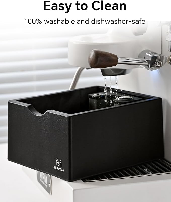 Espresso Knock Box, Durable ABS Plastic Coffee Grounds Dump Bin, Shock-Absorbent Barista Accessories with Non-Slip Base, Compact Espresso Tool for Home and Commercial Bar (Black)