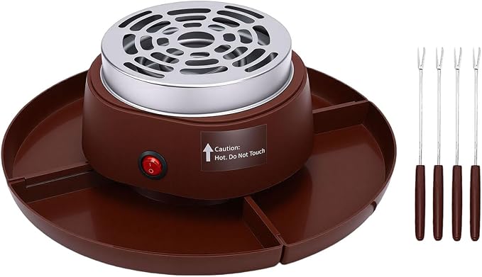Aramox 2 in 1 Electric Smores Maker and Fondue Pot Tabletop Marshmallow Roaster with 4 Roasting Forks Detachable Trays for Indoor Use (US Plug 110V)