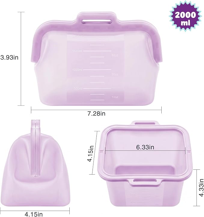 68oz Reusable Silicone Food Storage Bags with Magnetic Seal, Stand Up Freezer Bags for Meal Prep, Snacks, Sandwiches & Leftovers, Dishwasher Safe Reusable Food Storage Bag (Purple)