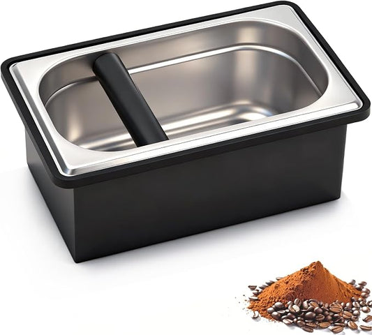 Espresso Knock Box,Large capacity Stainless Steel coffee knock box,espresso grounds knock box Suitable for use in cafés and homes(10.94 x 6.88 x 4.25 inch)