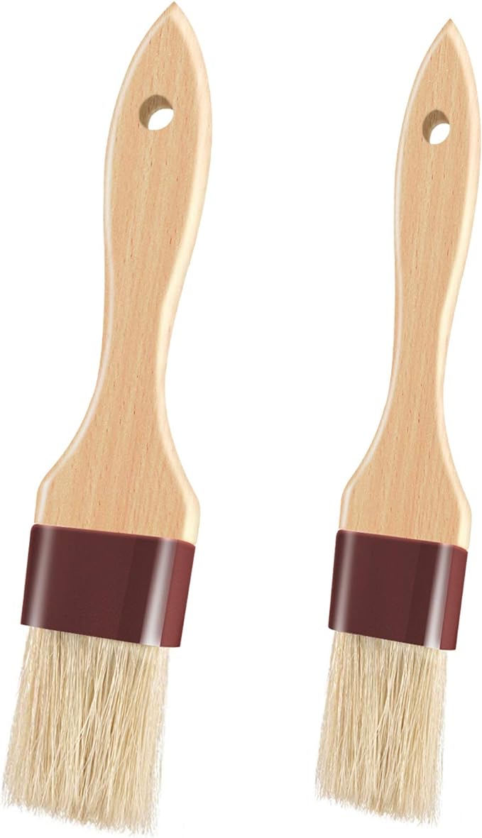 Pastry Brushes for Baking Basting Brush with Boar Bristles and Beech Hardwood Handles Culinary Oil Brush for Barbecue Butter Grill BBQ Sauce Baster Marinade Kitchen Food Cooking Brushes (1/1.5-2PCS)