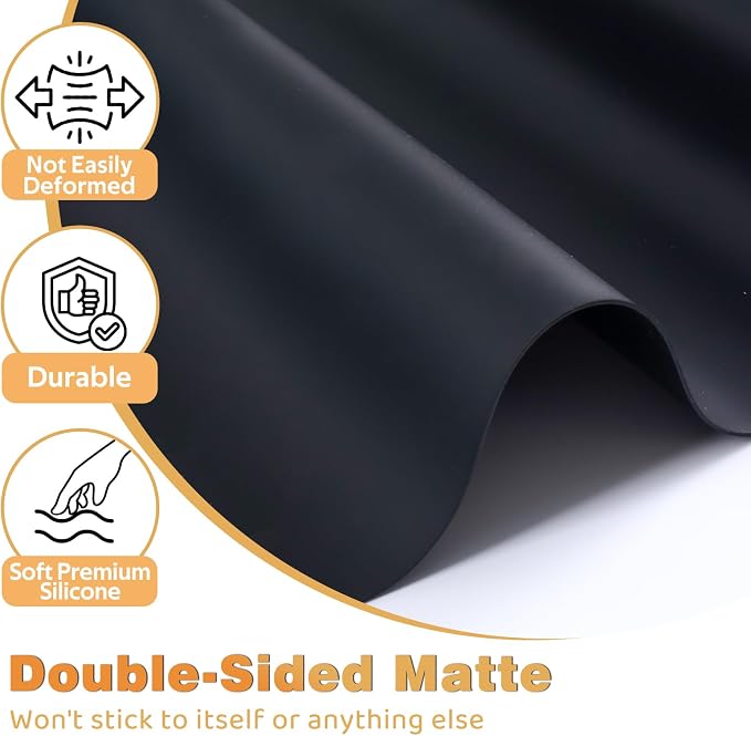 49.2" x 15.7" Large Silicone Mat for Kitchen Counter Protector, Cuttable | Silicon Countertop Protector Mat Heat Resistant Mats for Countertop, Cut to Fit Placemat Ship Roll by Foepoge, Black