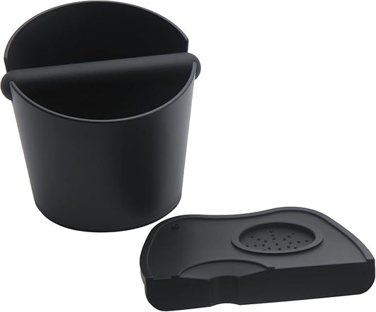 IAOSEN 6.3 inch Large Espresso Knock Box Silicone coffee Tamper Mat Espresso Machine Accessories Set of 2 with Removable Knock Bar and Anti-Slip Base for Home Office Barista Tools for Bar Shop