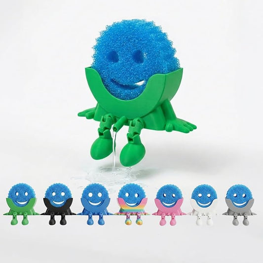 Creative Drainage Sponge Holder: Traceless Glue, 3D Printed Funny Kitchen Sink Holder, Keeps Sponge Dry – for Scrub Daddy (1, Green)