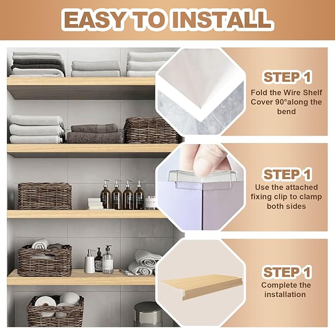 5 Pcs Wire Rack Covers 36x12x2.5 inch PVC Pantry Shelf Cover 0.31 inch Thick Removable Closet Wire Rack Shelf Covers,Decoration Kitchen Bathroom Office Shelving (Wood Color,36x12x2.5inch)