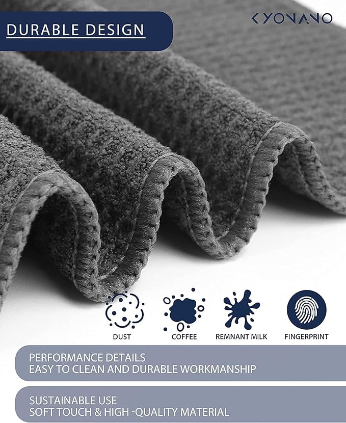 KYONANO Espresso Accessories - Barista Towels 4 Pack - Barista Microfiber Towel (12"x12") - Coffee Towels for Coffee Bar - Espresso Towel - Coffee Bar Accessories for Clean Steam Wand