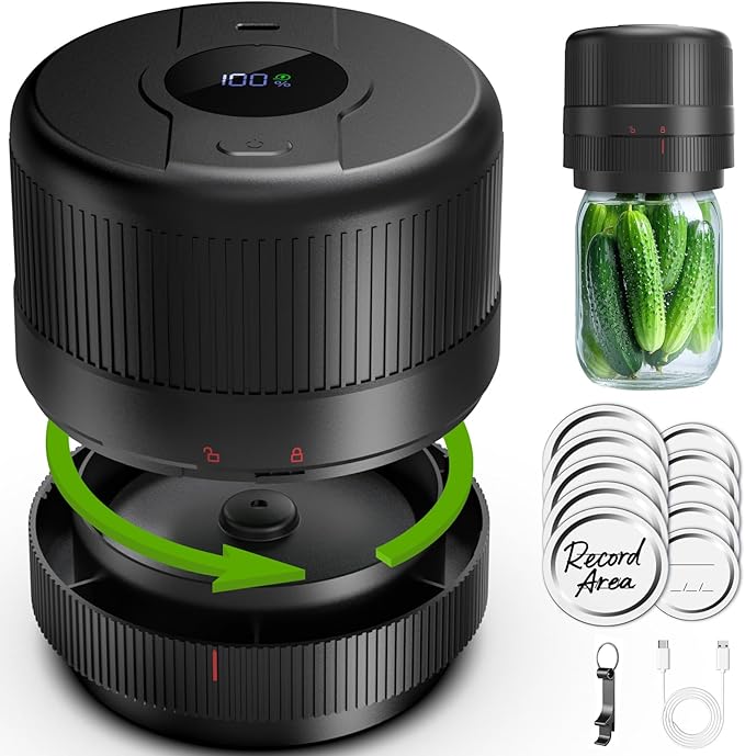 Mason Jar Vacuum Sealer Kit, Electric Sealer for Wide, Regular Mouth Mason Jars, Portable Vacuum Sealer for Jars, Birthday Gifts for Her, Gifts for Mom, Grandma