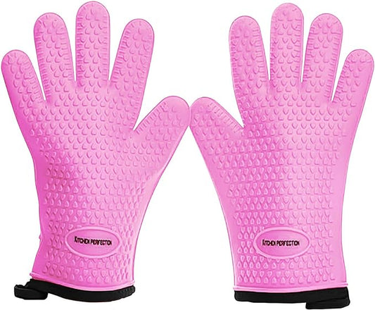 KITCHEN PERFECTION Silicone Smoker Oven Gloves -Extreme Heat Resistant BBQ Gloves-Handle Hot Food Right on Your Grill Fryer & Pit|Waterproof Grilling Cooking Baking Mitts|Superior Value Set+3 Bonuses | Waterproof, 5-Finger Design For A Better Grip, for...