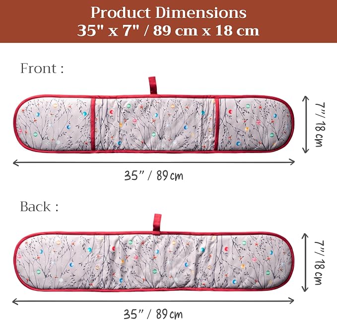 Maison d' Hermine Double Oven Mitts 100% Cotton Double Oven Glove (7"x35") | Heat Resistant BBQ Cooking Gloves with Loop Baking Kitchen Home Hotel Farmhouse Thanksgiving Christmas - Fairy Christmas