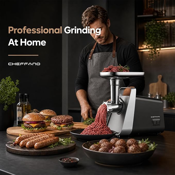 Meat Grinder, 2800W Max Meat Grinder Electric, ETL Approved Heavy Duty Meat Mincer Machine with 2 Blades, 3 Plates, Sausage Stuffer Tubes & Kubbe Kit for Home Kitchen Use