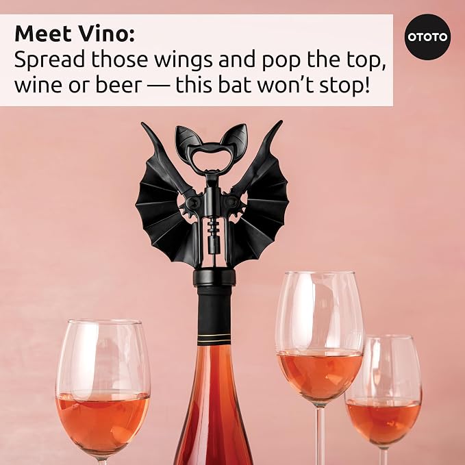 OTOTO Boo-tiful Crew Bundle of Elizabat, Vino, Gracula - Halloween Kitchen Decor Goth Accessories, Cool Kitchen Gadgets, Bat Scissors, Spooky, Witchy Bottle Opener, Garlic Crusher, Spooky Funny Gifts